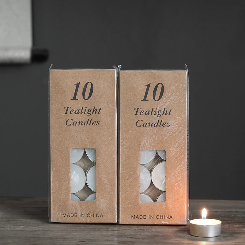 10Pcs/Box Unscented Natural Tea Wax Candle White Dripless Smokeless Small Candle Room Decor Scene Decor Bedroom Decor, Birthday