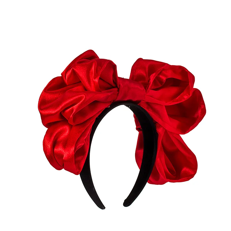 

Big Bowknot Fashion Women Headband Lolita Girl Headwear Sweet Elegant Hairbands Ties Wide Side Satin Party Hair Hoop Accessories