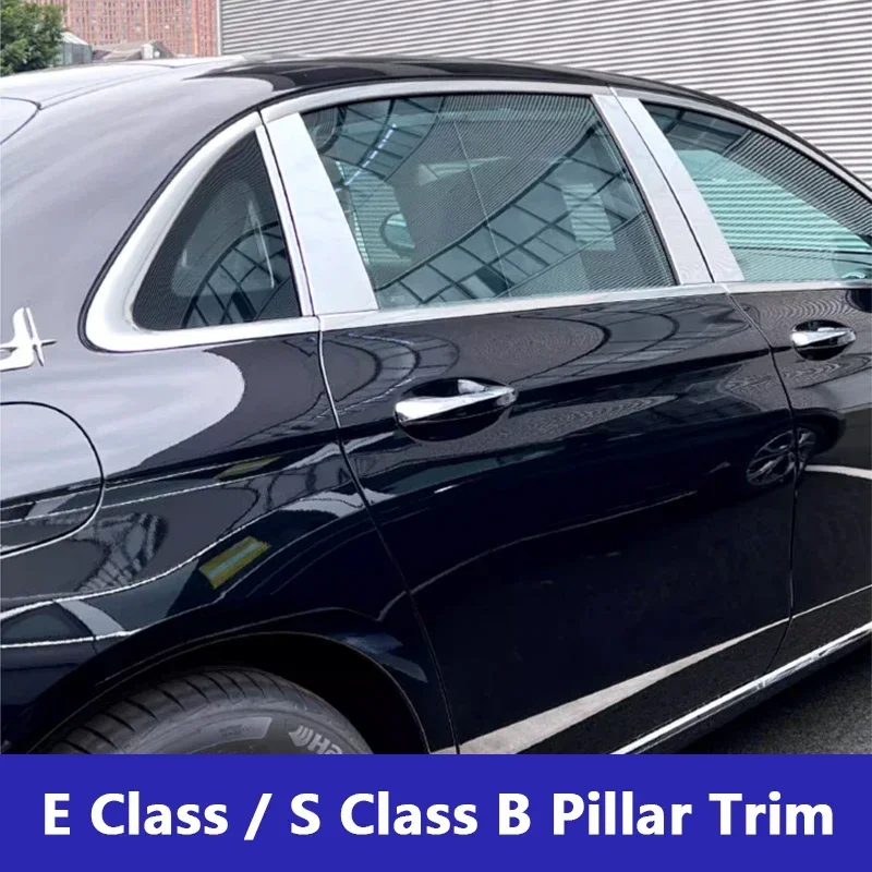 Chrome B Pillar Window Trim for Mercedes Benz S Class W222 W223 W221 Klase E W213 E300L 2016 2020 Styling Exterior Accessories