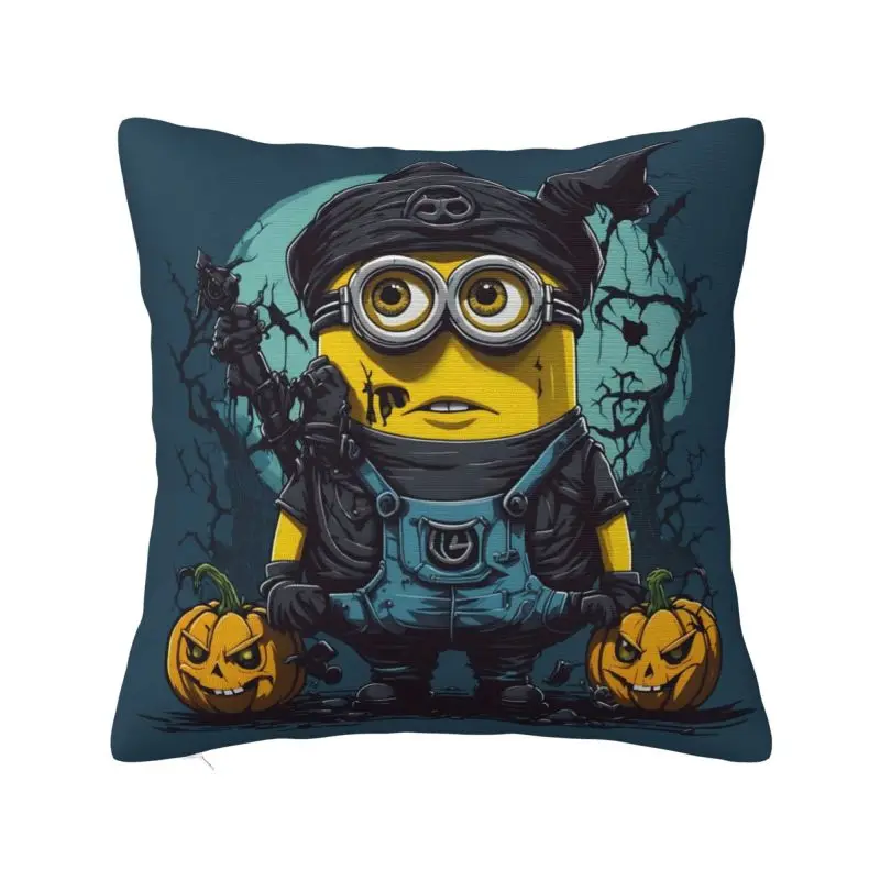 

Custom M-Minions With Halloween Pumpkins Luxury Throw Pillow Cover Sofa Cushion