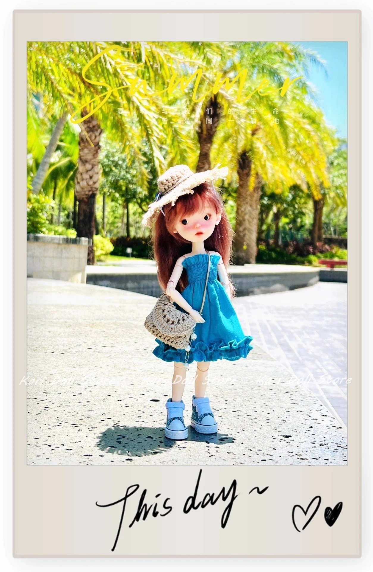 Vestiti e gonne per bambole Kari Pure fatti a mano 2025 Blu estate nella serie resort per la bambola Landazz Landoudou