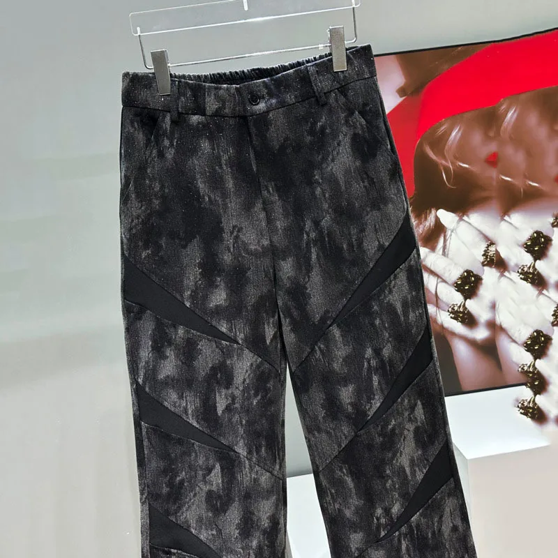 HKSH ฤดูใบไม้ผลิฤดูร้อน Men's Original Design American High Street Niche Vintage กางเกงยีนส์ Patchwork หล่อตรง Chic กางเกง HK8389