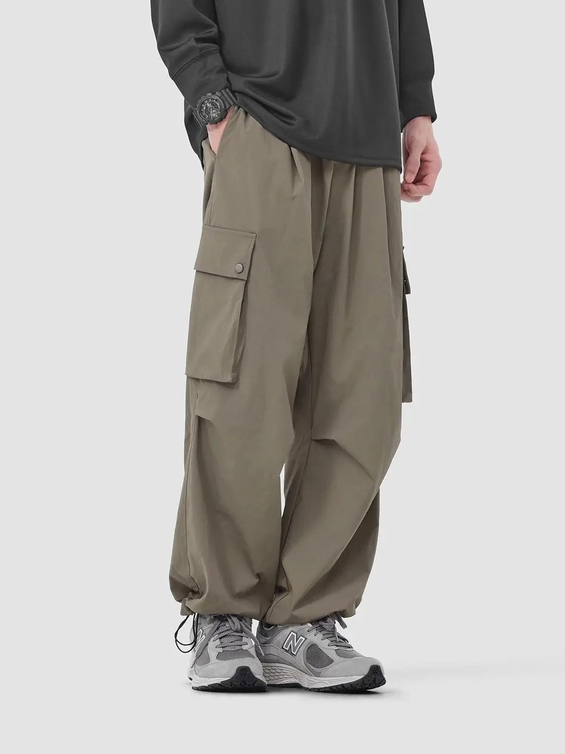 

Американские ретро-брюки для работы на открытом воздухе с большими карманами и манжетами на шнурке, повседневные брюки для мужчин на весну и осень