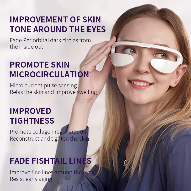 Led جهاز الاهتزاز للعناية بالعين EMS السيليكون دائرة داكنة المضادة للتجاعيد مزيل الضوء الأحمر العلاج بالأشعة تحت الحمراء تدليك نظارات العين #2