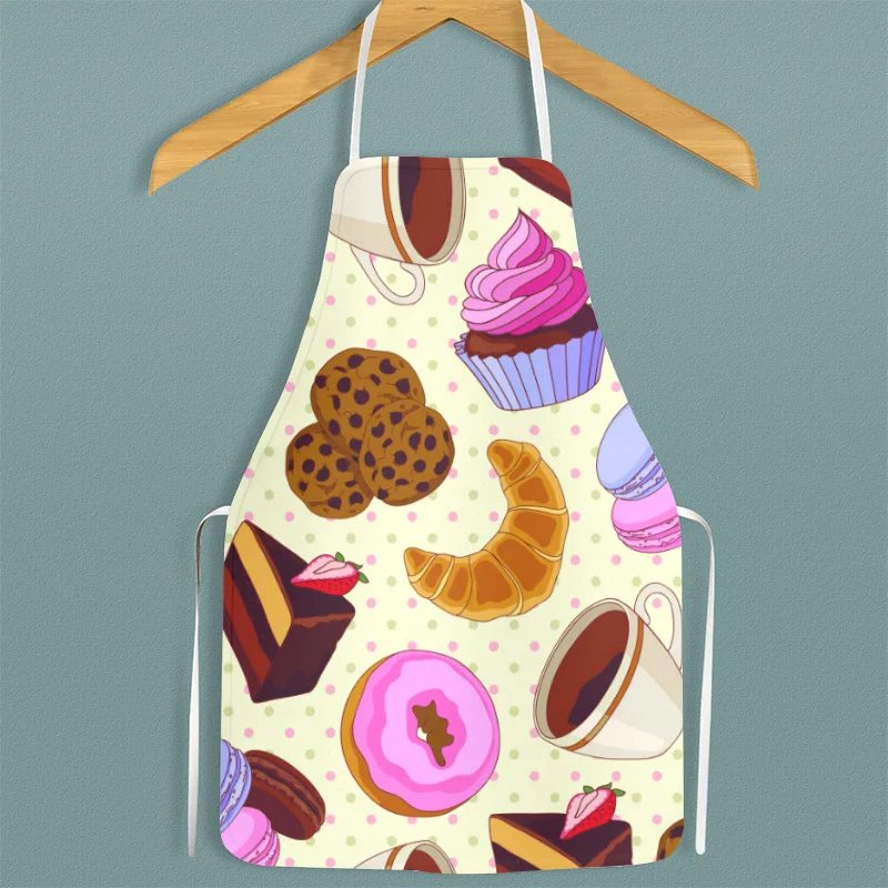 Home Baking Aprons Dessert Burger Digital Printing Apron Kitchen Household Oil-proof Lady Hanging Neck Waist