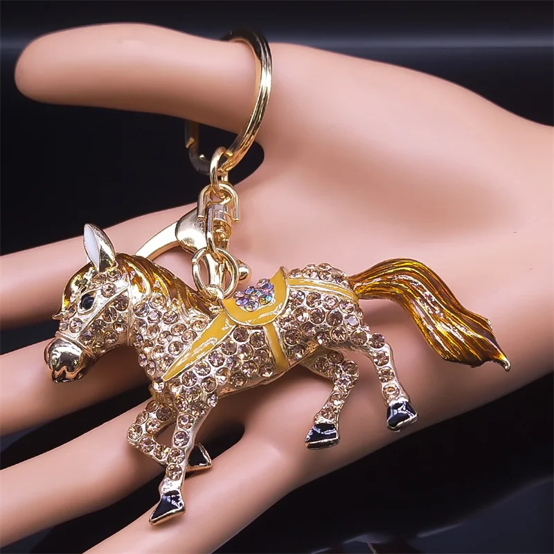 Fashion Horse Keychain for Women Men Gold Color Animal Key Chains Holder HandBag Pendant for Car Best Gift Jewelry llaveros