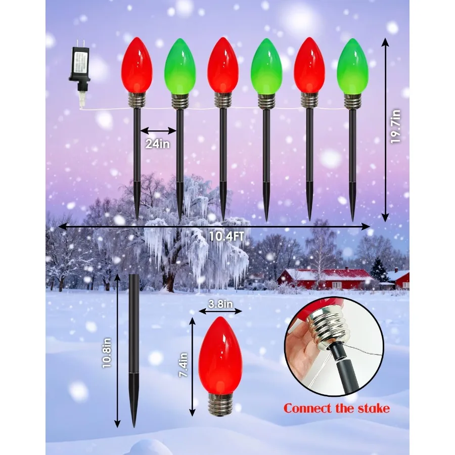 12 حزمة جامبو الأحمر والأخضر المكونات في C9 أضواء عيد الميلاد في الهواء الطلق LED أضواء المسار مقاوم للماء الفراولة ضوء عيد الميلاد ديكورا