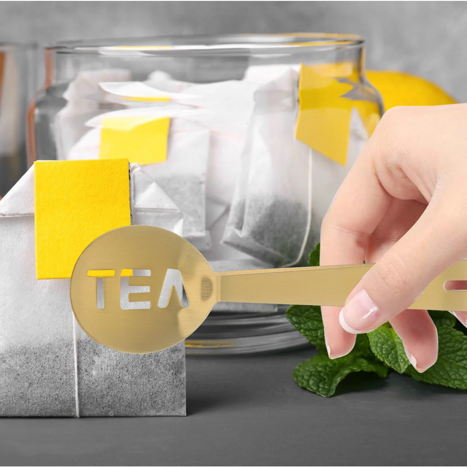 

2pcs Tea Clip Tongs Squeezer Stainless Steel Tea Bag Supplies Golden Compact Multi-function Kitchen Tool BBQ Food Gripper