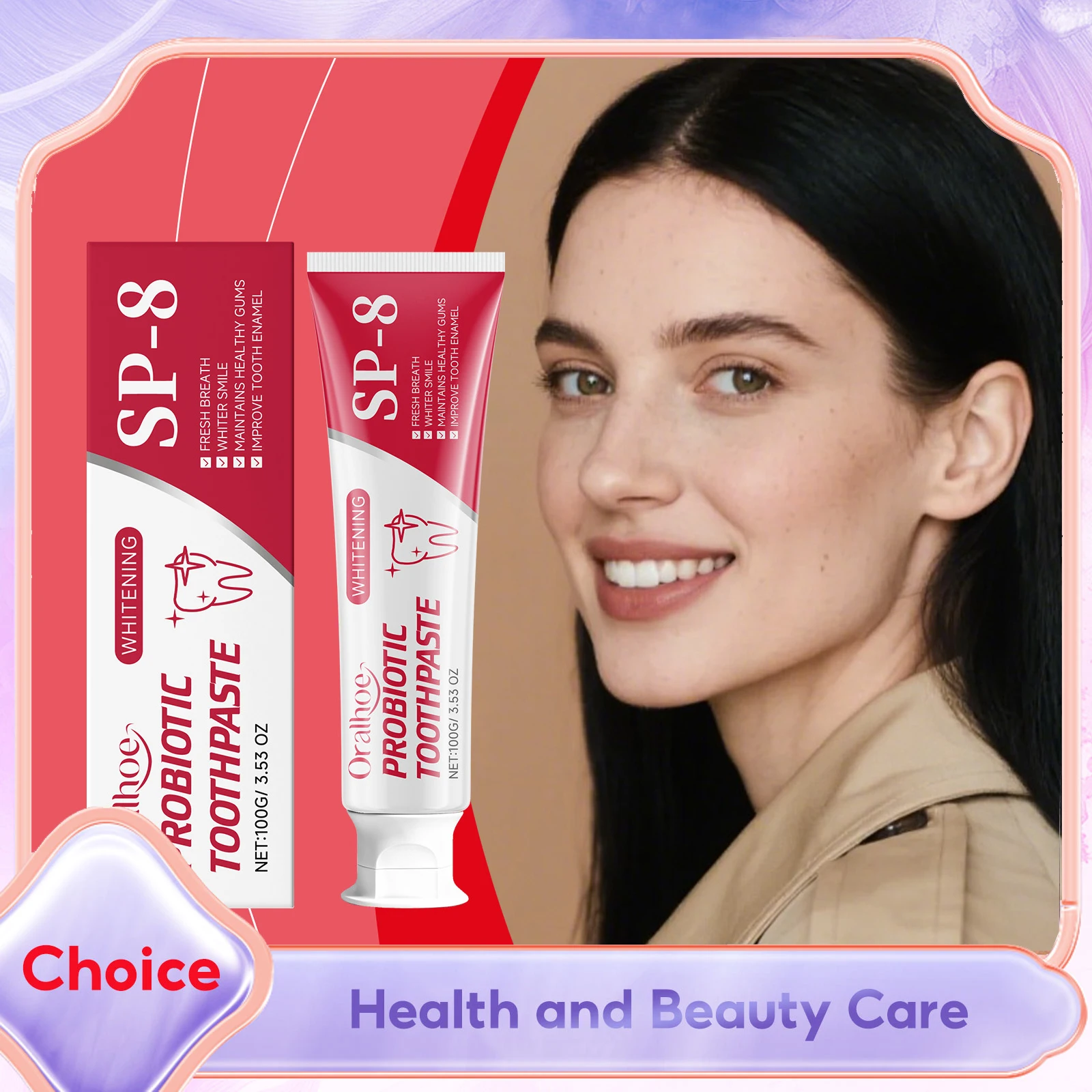 

Sp-8 Probiotic Toothpaste Anti Cavity for Kids Sensitive Teeth Whitening Refreshing Enamel Protection Reduces Tartar Oral Care