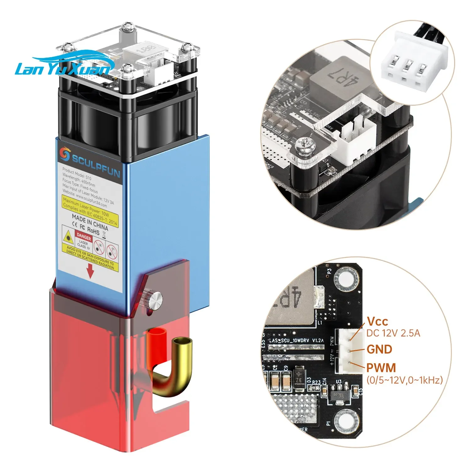 S10 fun S10 gravür lazer modülü 10w yüksek yoğunluklu ışın CNC Metal lazer kesim oyma makinesi aksesuarları