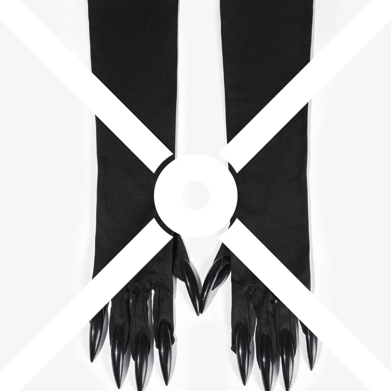 43 سنتيمتر النساء مخيف مخلب طويل مسمار القفازات المرنة هالوين الشيطان الأسود شبح مخالب قفازات حفلة تأثيري أداء زي #1