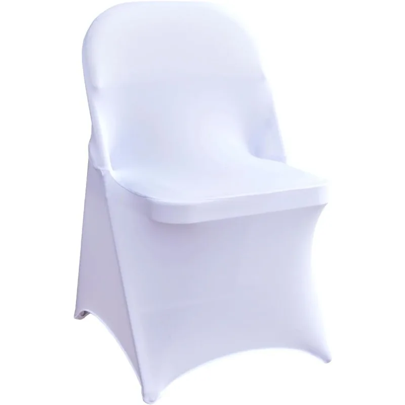 

White Spandex Folding Chair Covers 50 Pack Universal Seat Covers for Chairs Slipcovers Protector Fitted Elastic Stretch Chair Co