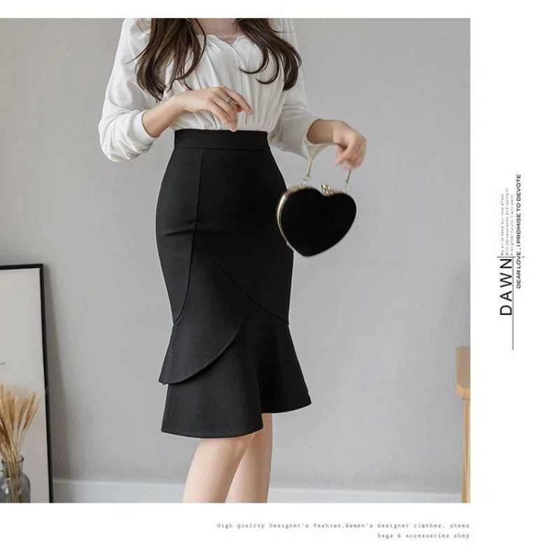 High Waist Irregular Elegant A-line Skirt Women Clothing Slim All-match Sexy Ruffles Fish Tail Half Skirt Fashion Office Summer - Image 3