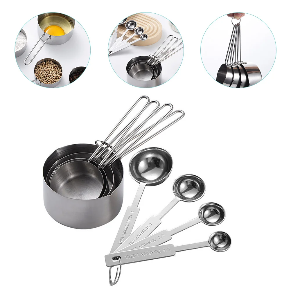 

8Pcs Measuring Spoon Set Stainless Steel Teaspoons Tablespoon Scoop 430 Material Mirror Polished Rust Proof Liquid Dry