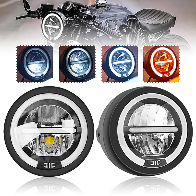 Universal 6.5 Inch LED Motorcycle Headlight Round High Low Beam Headlamp For Cafe Racer Sportster Yamaha Suzuki