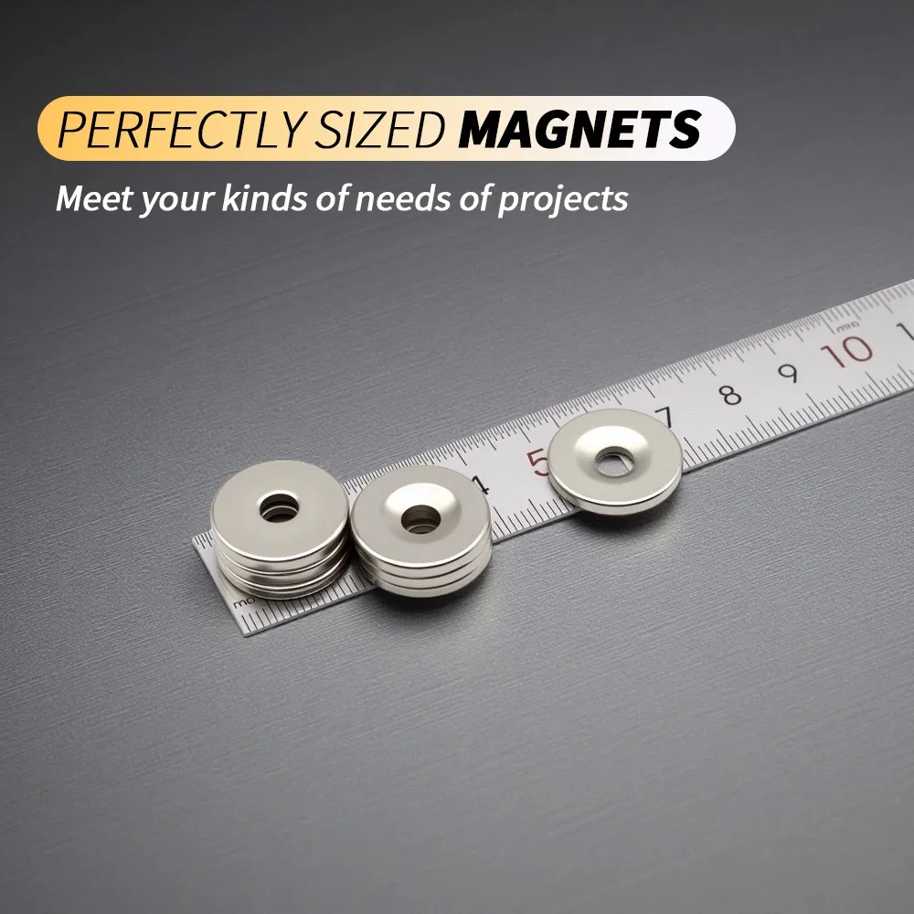 20x3-5mm Round Countersunk Hole Neodymium Magnet Disc Magnets With Screw Hole for Mounting Tool Holder DIY Workshop Fixing