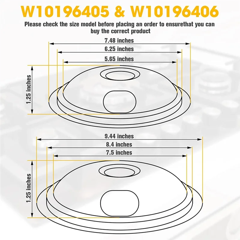 Drip Pan Kit,Universal Chrome Burner Drip Bowls Replacement for Kitchen Aid Range W10278125 W10196405 W1019640