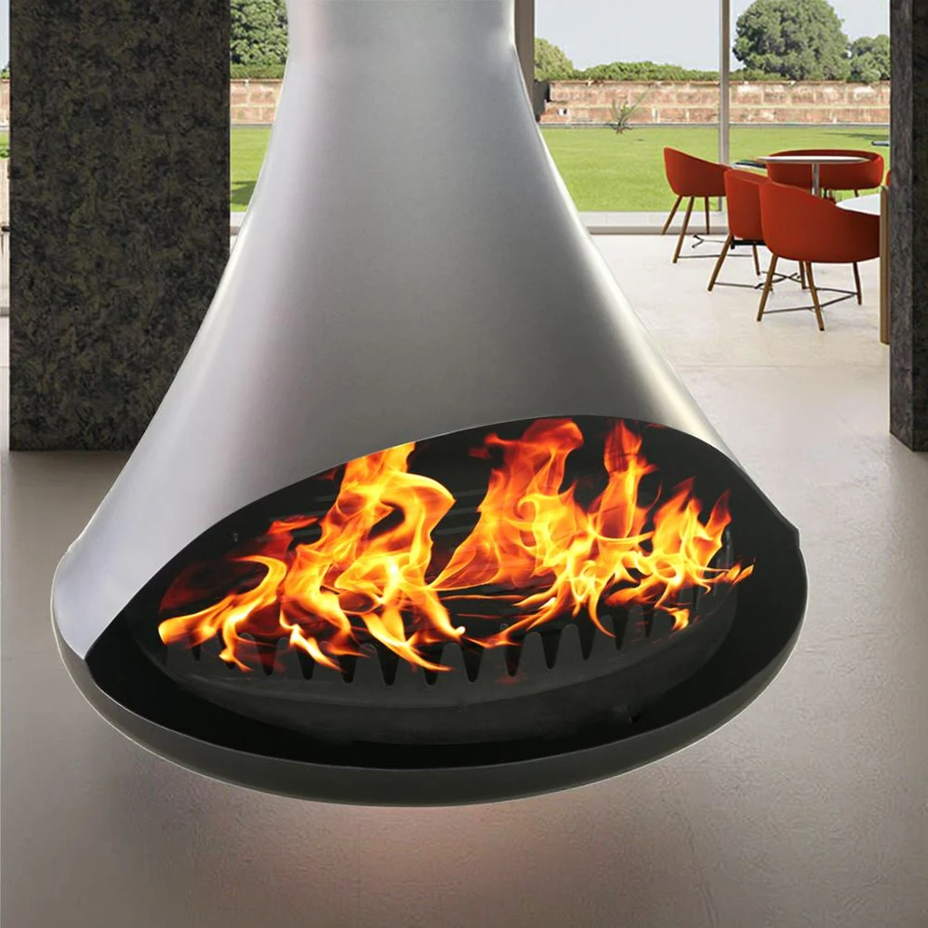 Warmfire Modern Design High Quality Italian Model Steel Suspended Fireplace 7.5kw Indoor Wood Burning Stove Black 3-Year
