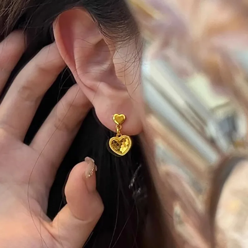 

Gold Color Heart Tassel Pendant Stud Earrings For Women Mini Cute Fashion New Jewelry Minimalist Accessories Party Gift