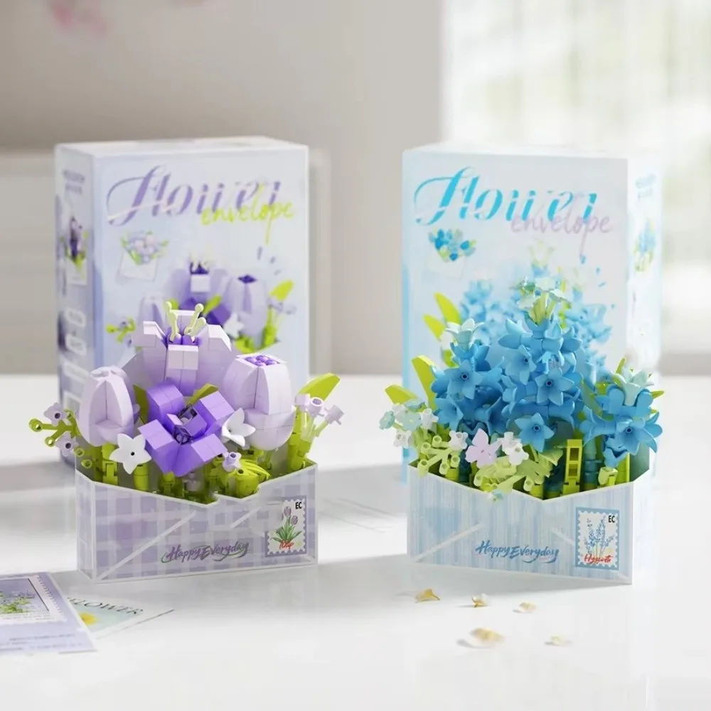DIY Flower Bouquet Building Blocks Tulip Rose Sunflower Flower Theme DIY Floral Set Desktop Decoration Mini Bricks
