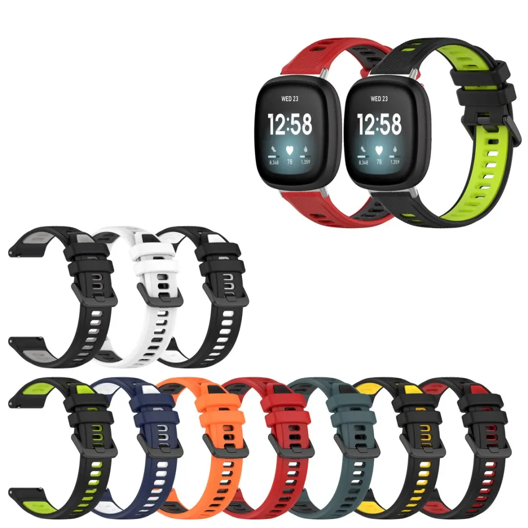 

Спортивный сменный двухцветный силиконовый ремешок для часов, совместимый с Fitbit Versa 3 4 Fitbit Sense 2, ремешки для умных часов