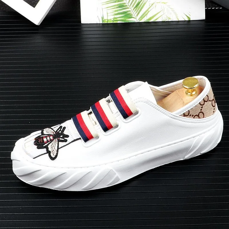 

повседневная обувь с вышивкой для мужчин, роскошные лоферы, повседневные кроссовки для скейтборда, черные, белые