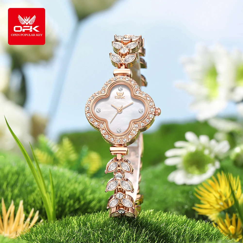 OPK 6049, женские кварцевые часы с цветочным циферблатом в стиле браслета