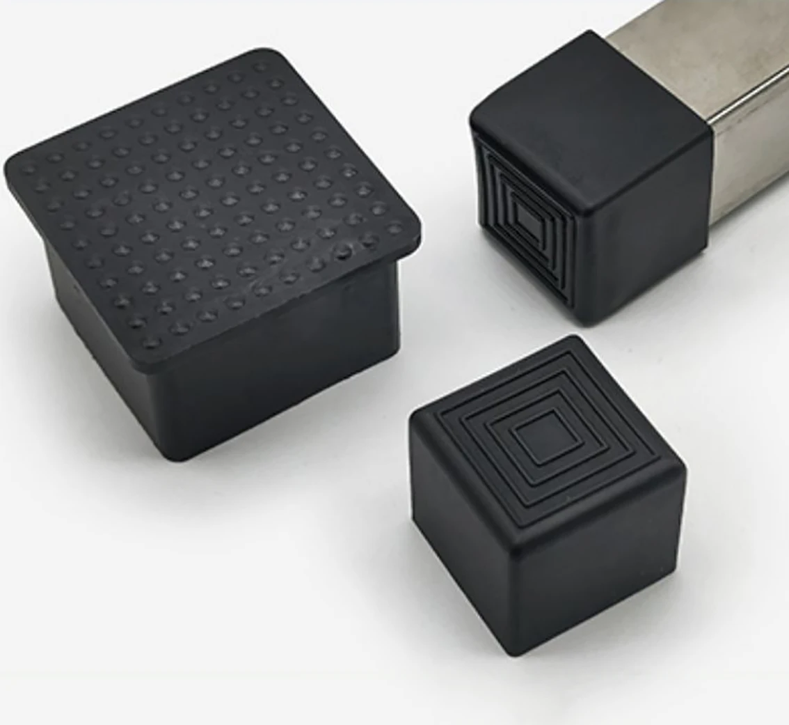 Black Square PVC Soft Rubber Caps 10*10mm 40*60mm Rectangle Protection Gasket Dust Seal End Cover Caps For Pipe Bolt Furniture