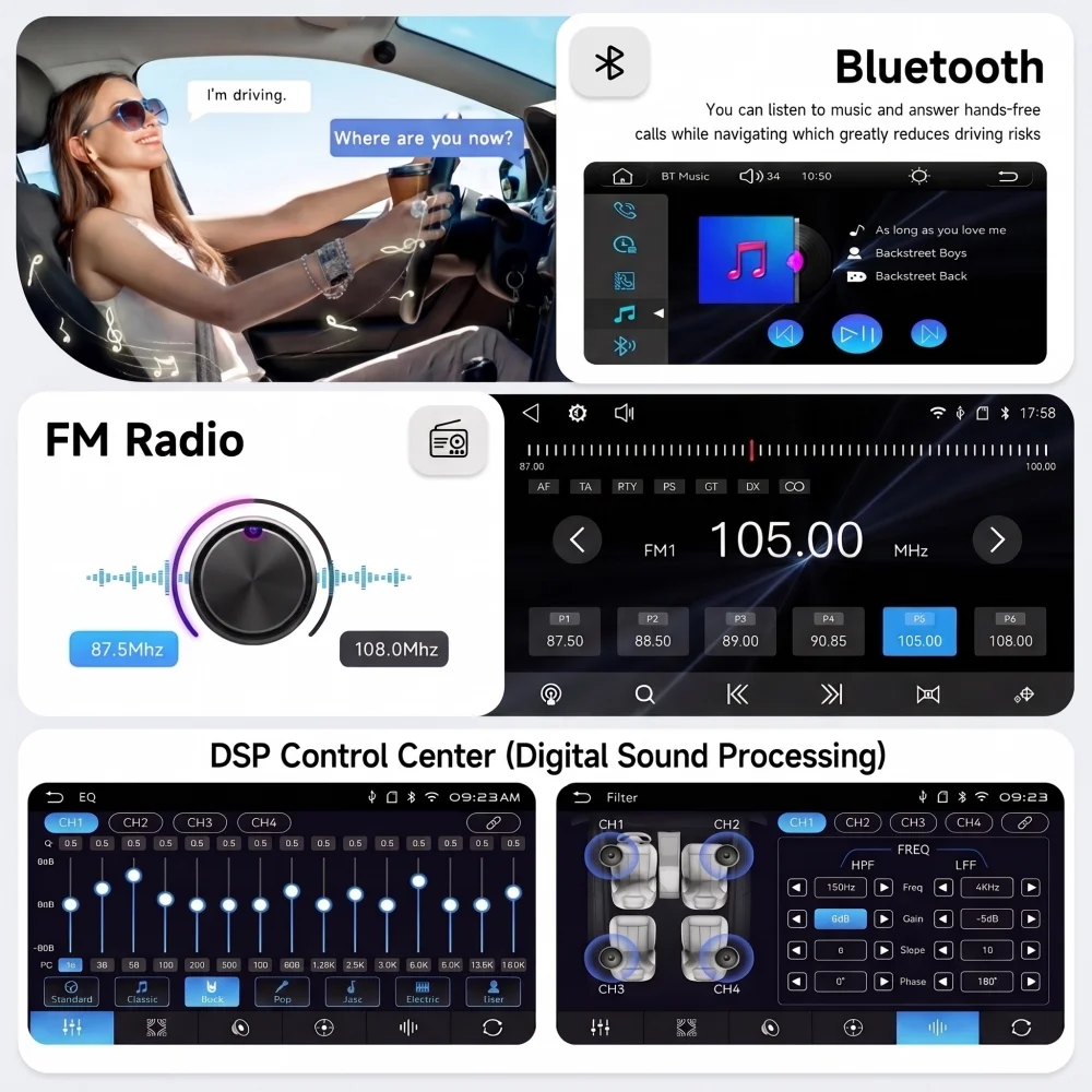 Bonroad Pantalla Táctil de 7'' con Linux, Apple CarPlay y Android Auto para BMW E46 M3, Rover MG ZT 318 320 325 350 335 1998-2006, Sistemas Inteligentes, Radio para Auto 2 Din