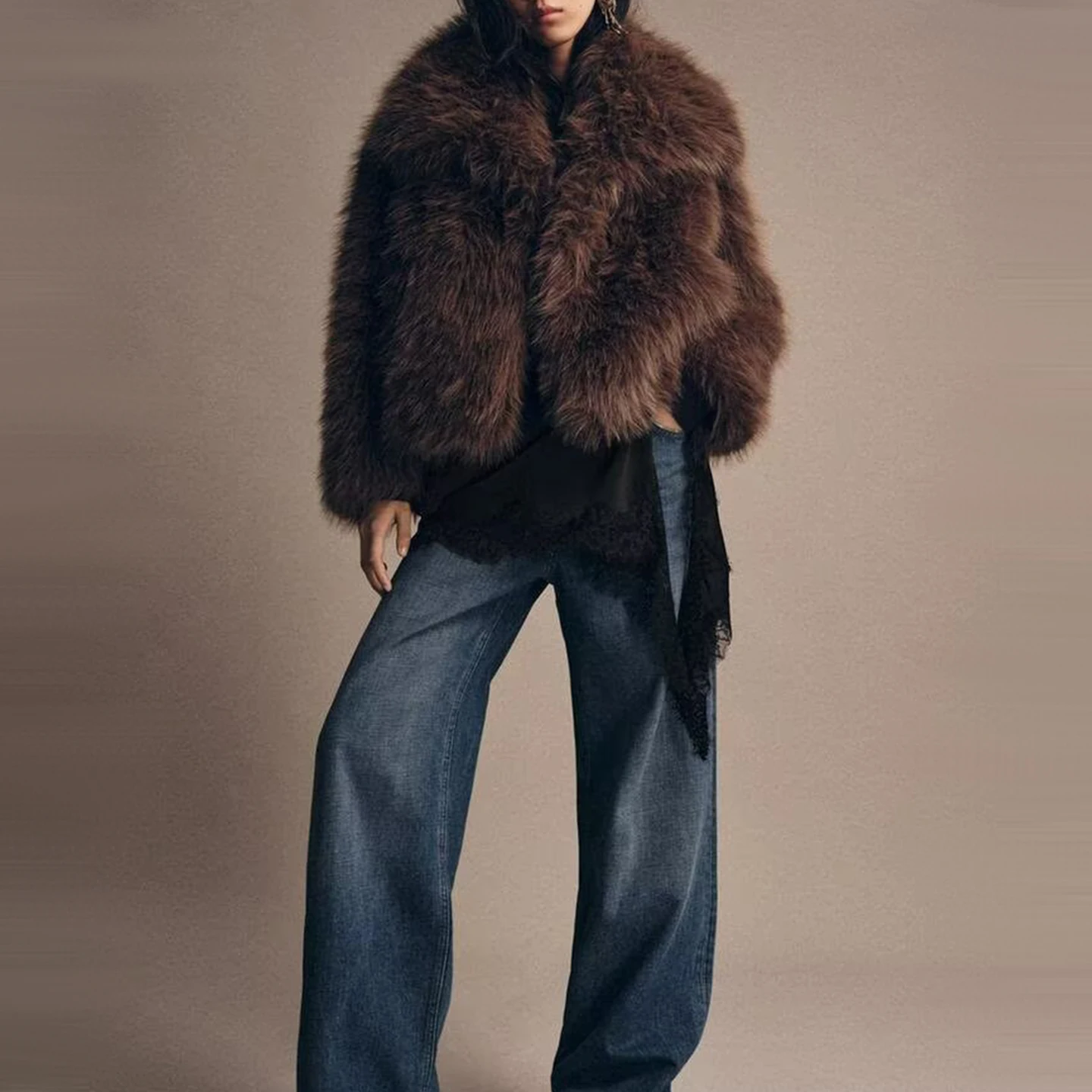 Ele Multi-Color Lange Sve ort Jaet Z Dames Faion 2025, nieuwe collectie, warme losse pasvorm, knoopsluiting