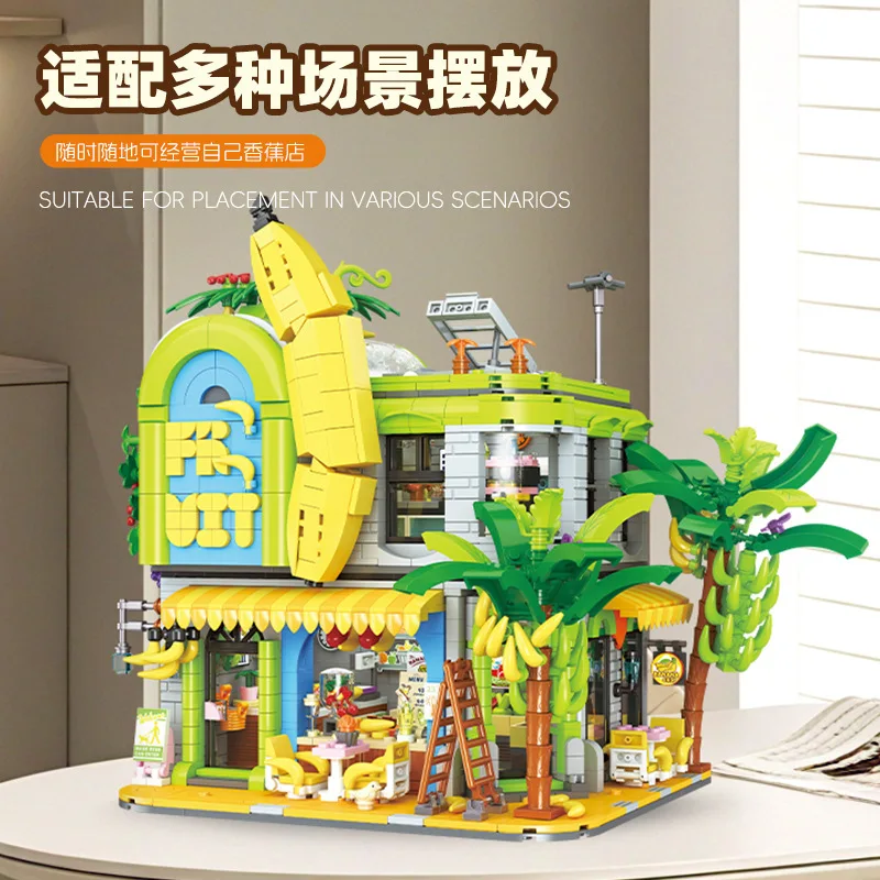 EN STOCK MOC créativité magasin de fruits et de bananes blocs de Construction briques modèle Construction bricolage jouets pour enfants coffret cadeau de noël
