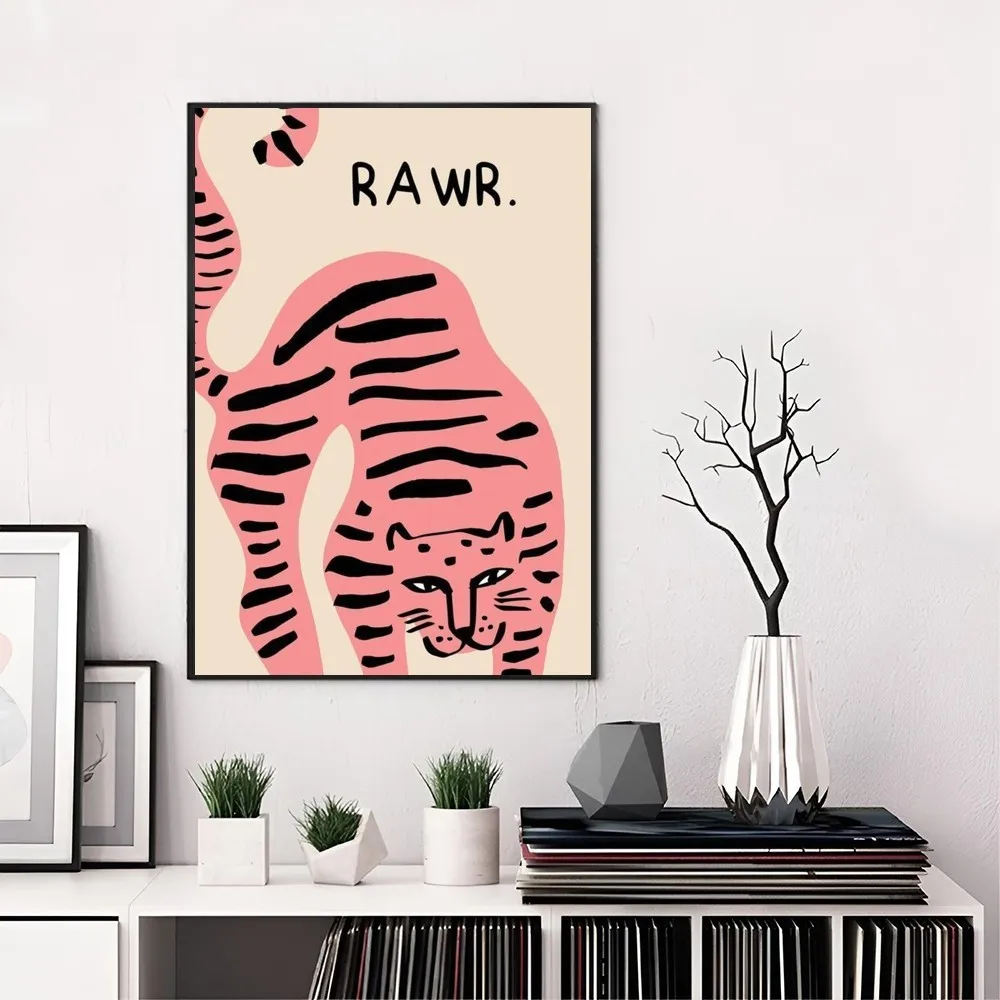 David Shrigley Tiger Penguin Whale Shell Cat Poster Self-adhesive Art Waterproof Paper Sticker Coffee House Bar Room Wall Decor