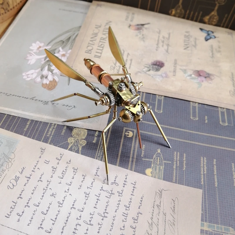 DIY Steampunk Mechanical Insects Metal Assembly Little Mosquito Model Kits Ornaments Handmade 3D Puzzels Toy for Kids Adults