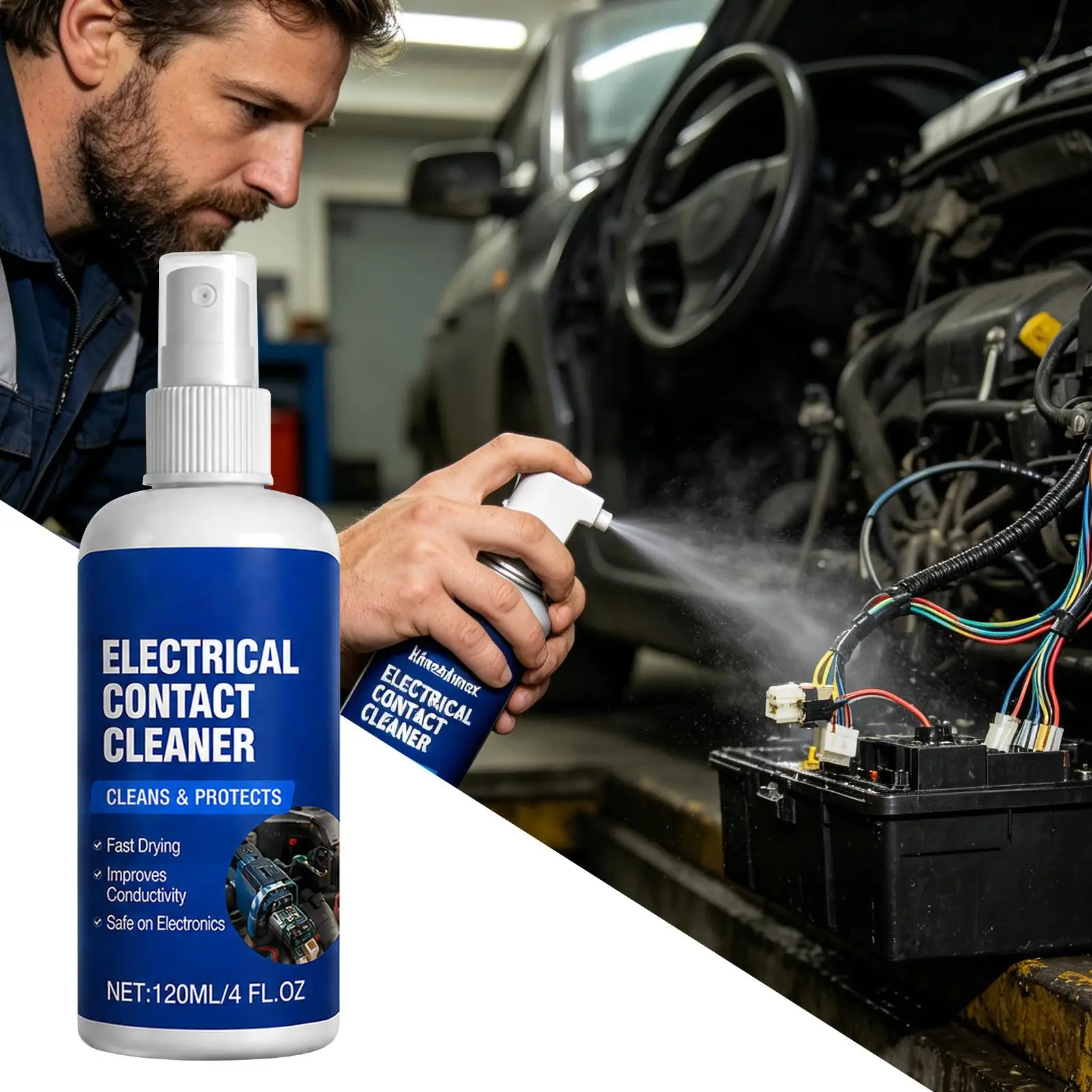 120ml Electrical Contact Cleaner Spray Safe Wiring Connector Maintenance Cleaning Agent for Car Machine Harness Industry Home