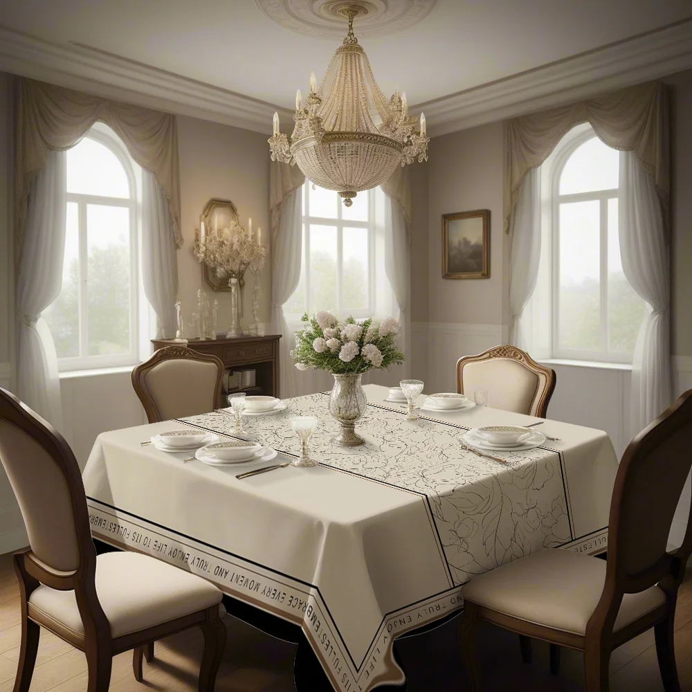 Simple floral print pattern, new square tablecloth, luxurious and high-end square tablecloth
