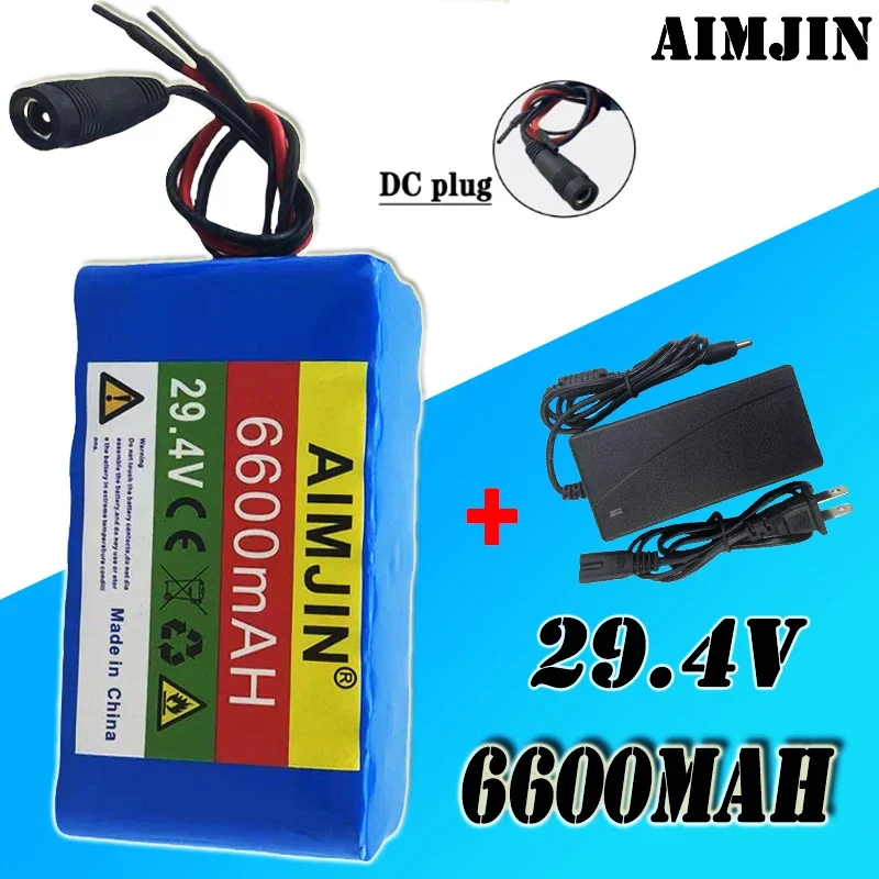 

High-capacity 7S2P 29.4V 6600mAh Battery Pack Rechargeable 18650 Lithium-ion Battery High Capacity Battery Built-in BMS