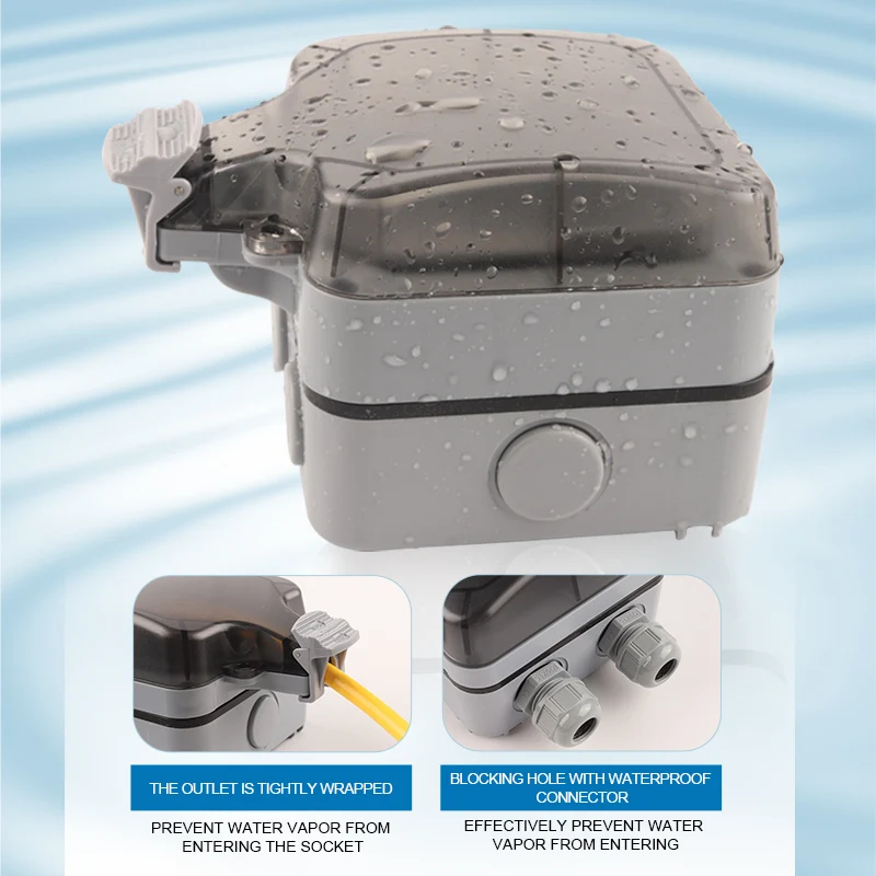 IP66 British Standard Waterproof Outdoor Wall Power Socket Box Universal UK Switched Outlet With USB Charging Port For Garden