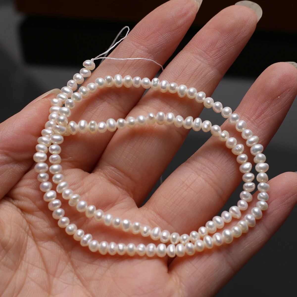 

Natural Freshwater Pearl 3-4mm AAA Small White Round Flat Bead Jewelry Gift Make DIY Necklace Bracelet Accessories Wedding Gift