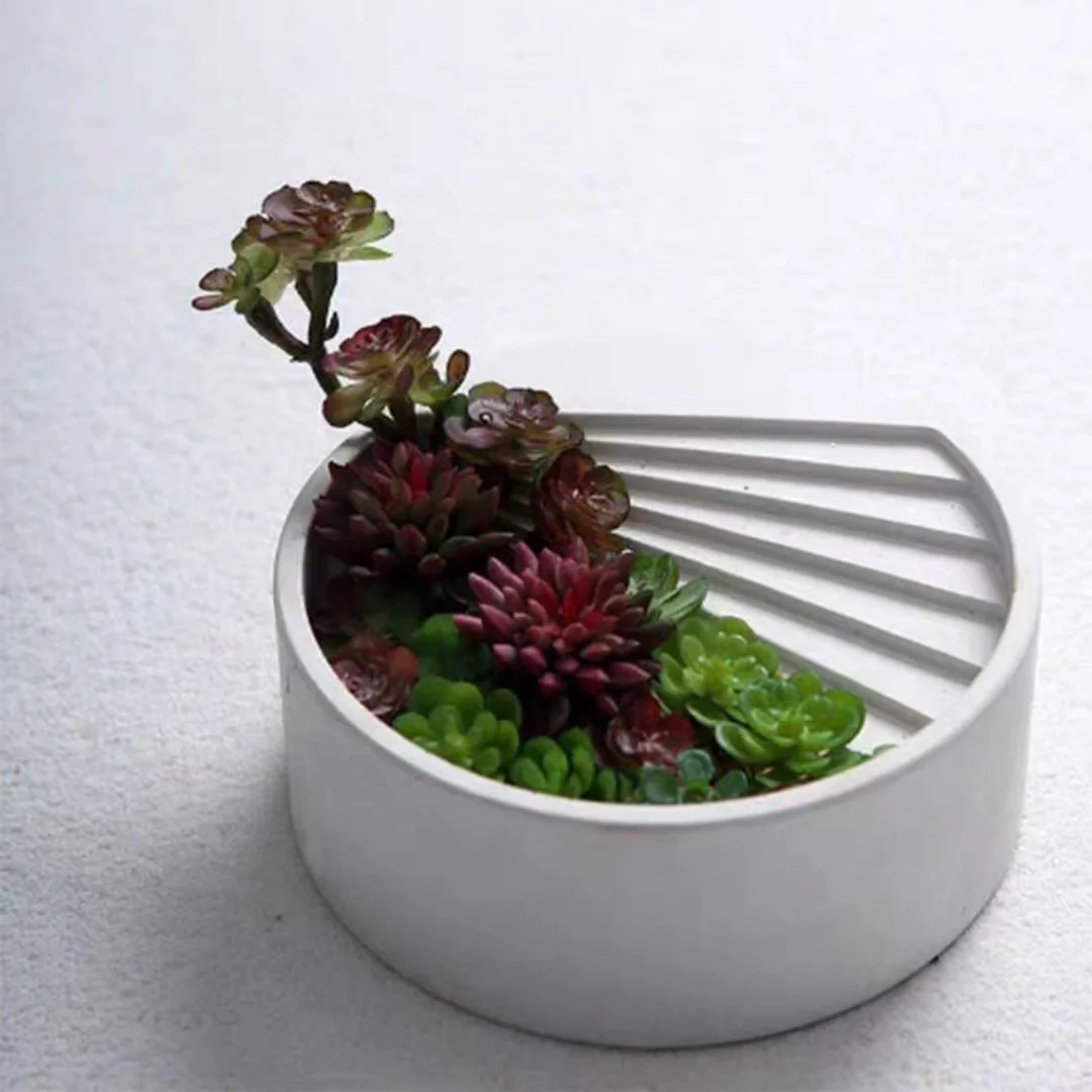 DIY Round Steps Concrete Flowerpot Silicone Mold Candle Cup Gypsum Decoration Mold Creative Storage Jar Mold