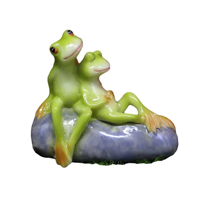 Resin Frog Statue Figurine Indoor Outdoor Crafts Miniature Landscape Fairy Garden Decor Desktop Decoration