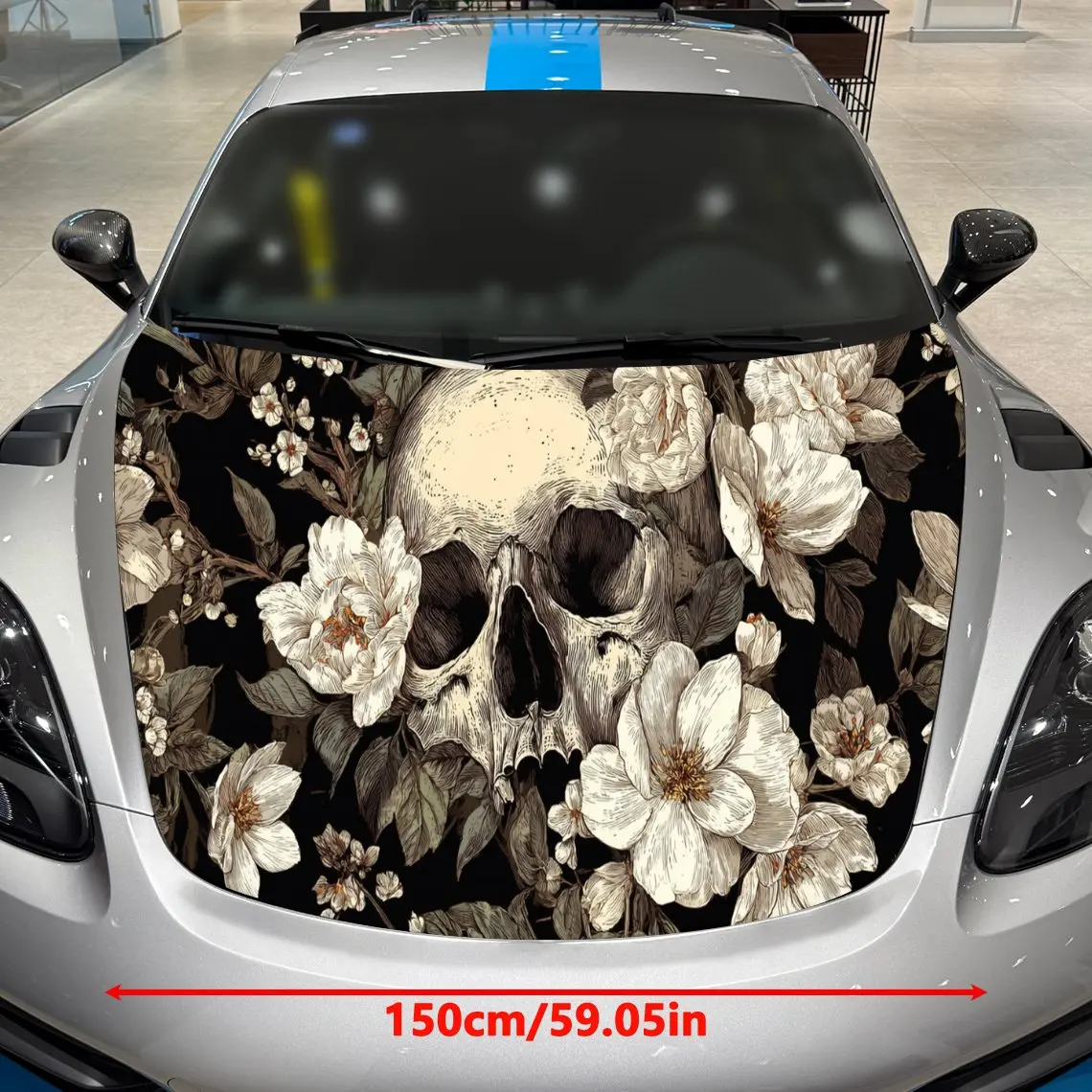 Car Decals A Floral Motif In Vintage Tones Close - Up With Intricate Blossom Details, Retro Aesthetic And Elegant Visual Narrati