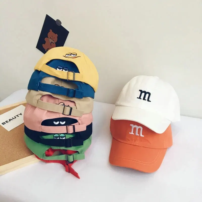 Letter M Embroidered Baby Baseball Cap Solid Color Infant Snapback Hat for Girls Boys Spring Casual Toddler Sun TVisor Hat