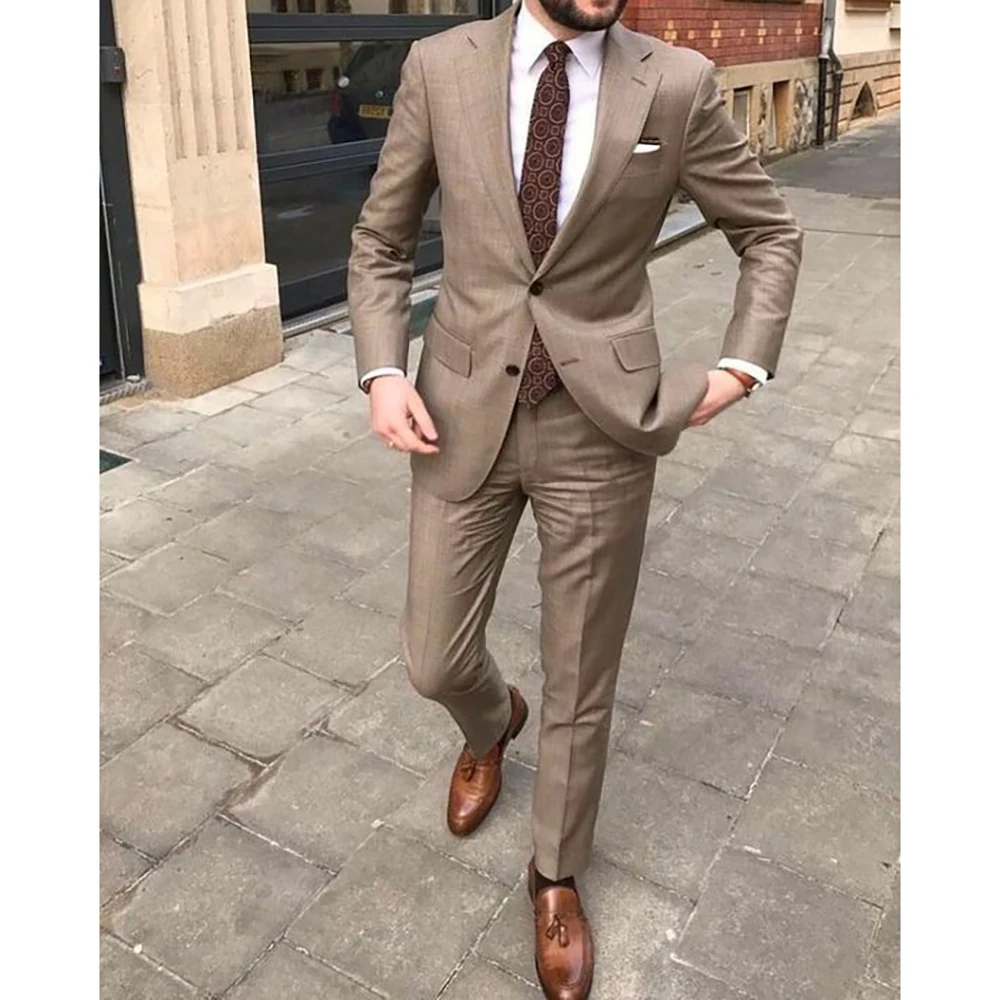 

STEVDITG Elegant 2 Piece Jacket Pants Men's Suits Single Breated Notched Lapel Regular Length Luxury Blazer Business Dinner Set