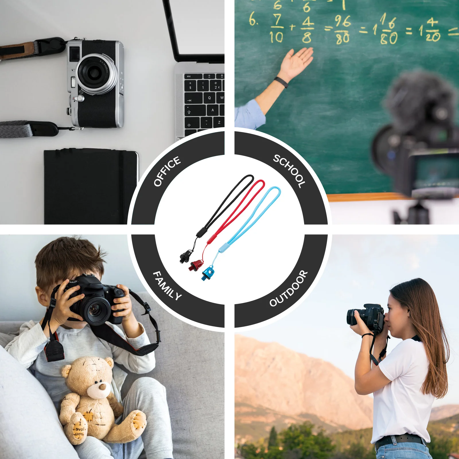 

3Pcs Sports Camera Lanyards Nylon Camera Wrist Strap Selfie Stick Hanging Strap Office School Family Use Selfie Stick Lanyard