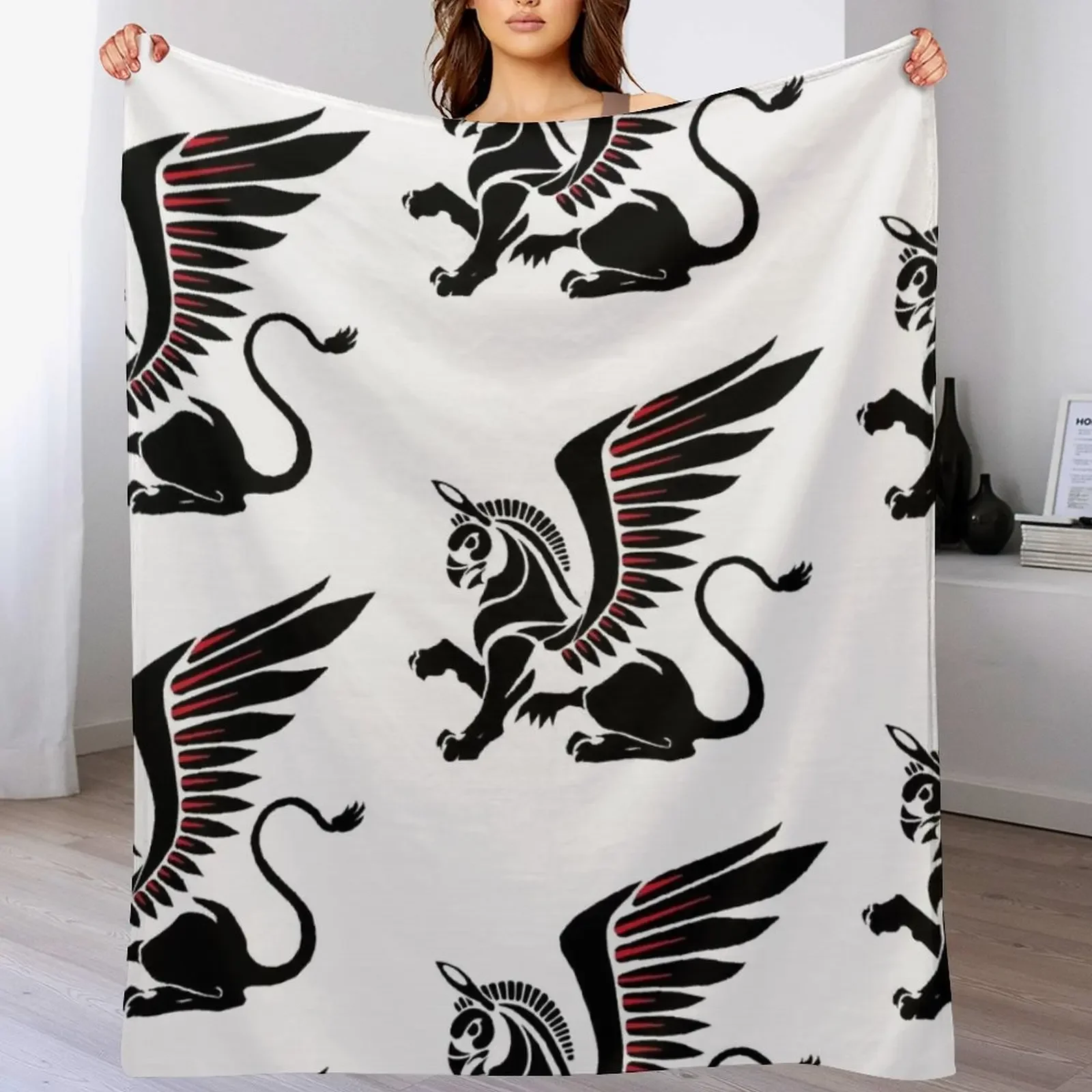 Homa, Persian Griffin Throw Blanket Warm Cozy Throw Blanket for Living Room Couch