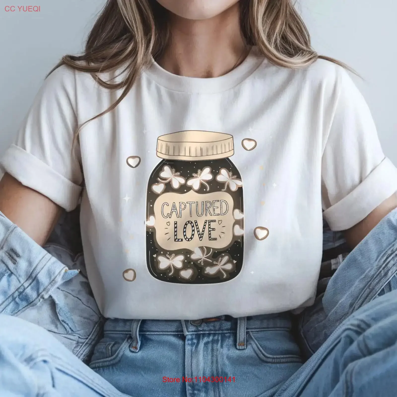 Captured Love Garment Dyed T shirt Firefly Heart Jar Whimsical Romantic Magical Design vintage Washed Stretched