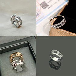 Classic Never Fade couple lucky beads Silver Rings for Women Zircon Rings Bride Promise Engagement Wedding Bands Gift Jewelry