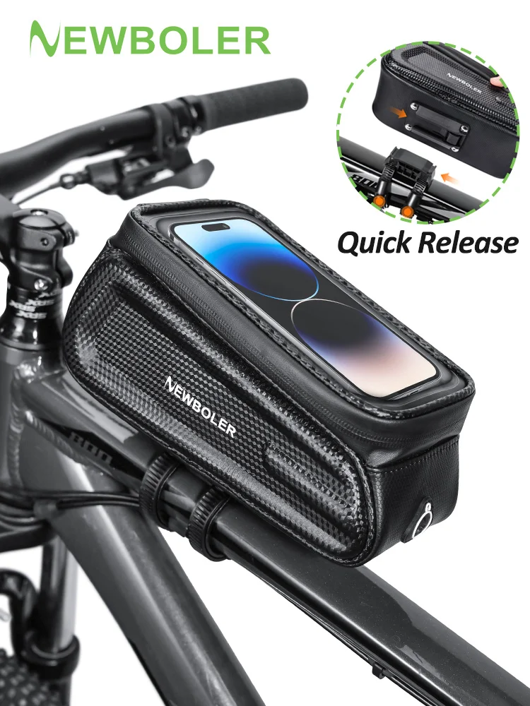 AliExpress NEWBOLER Bicycle Phone Bag Waterproof Bike Bag 2L EVA Hard Shell Bike Phone Bag For Cycling Touchscreen Front Frame for Road