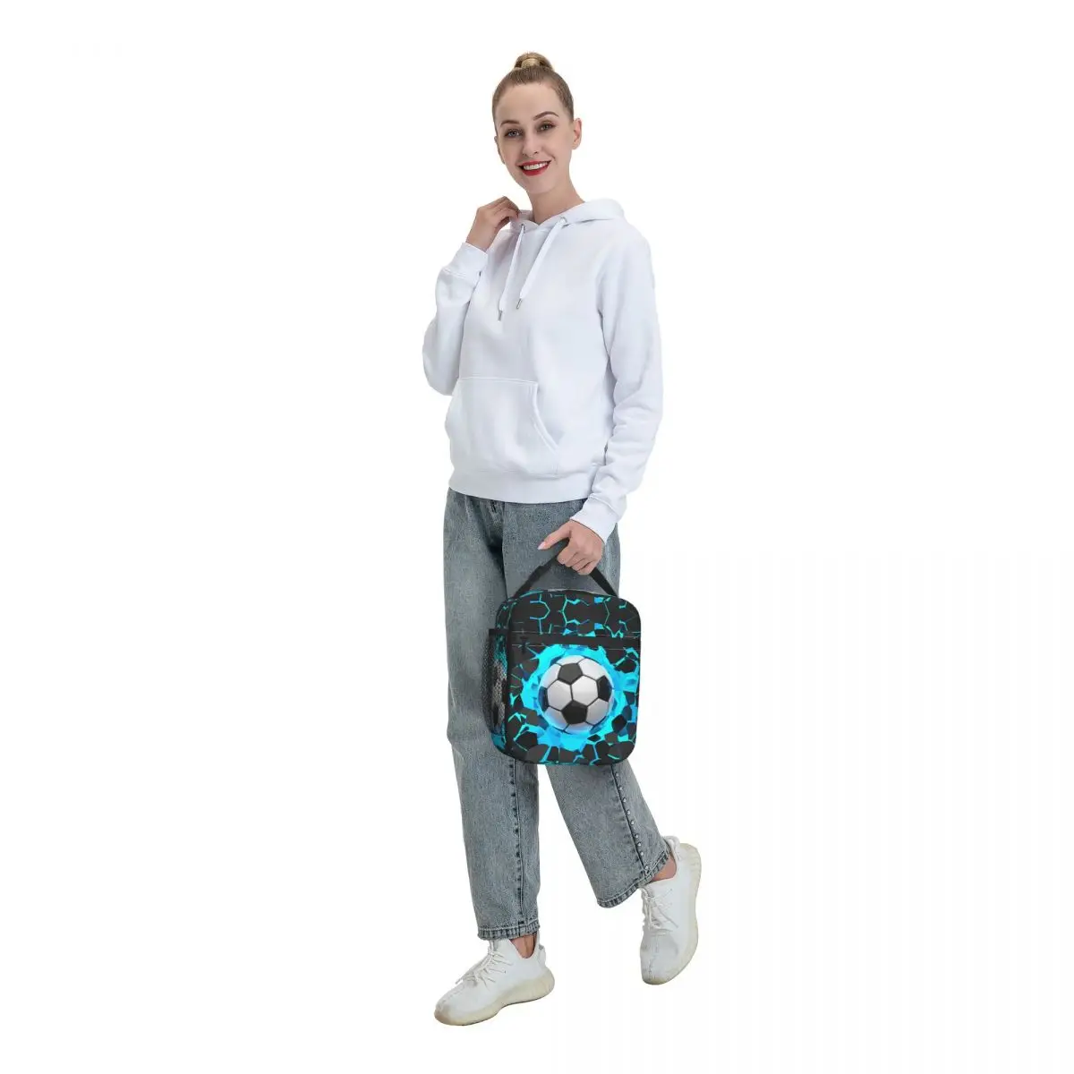 Soccer Football Balls Insulated Lunch Bag High Capacity Sports Lunch Container Cooler Bag Tote Lunch Box College Travel Men