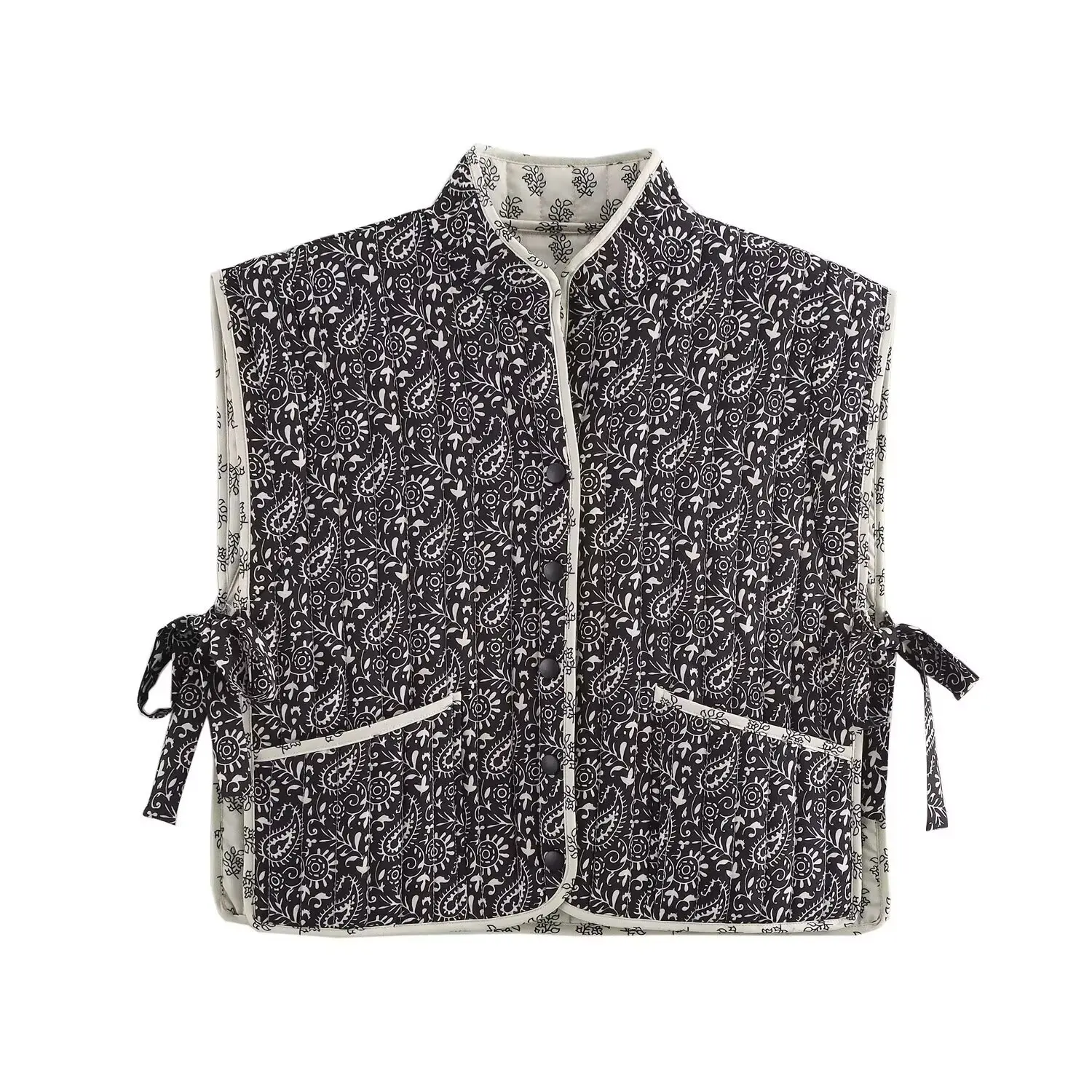 

Women's 2025 Autumn and Winter European and American Style Fashion Casual Printed Reversible Cotton Clothes Vest Versatile